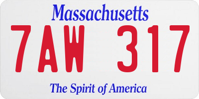 MA license plate 7AW317