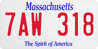 MA license plate 7AW318