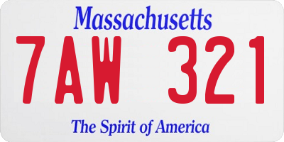 MA license plate 7AW321