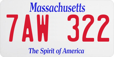 MA license plate 7AW322