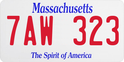 MA license plate 7AW323