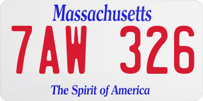 MA license plate 7AW326