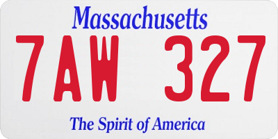 MA license plate 7AW327