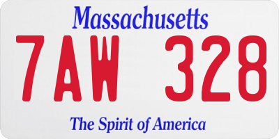 MA license plate 7AW328
