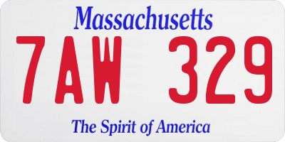 MA license plate 7AW329