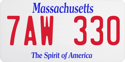MA license plate 7AW330