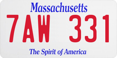 MA license plate 7AW331