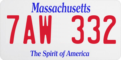 MA license plate 7AW332