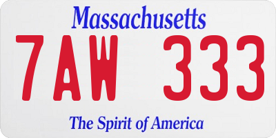 MA license plate 7AW333