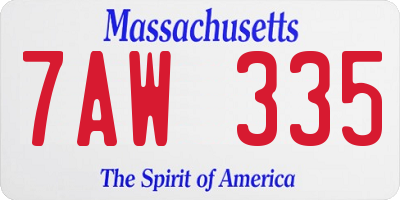 MA license plate 7AW335
