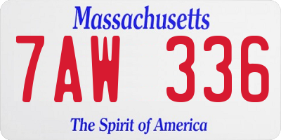 MA license plate 7AW336