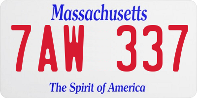 MA license plate 7AW337