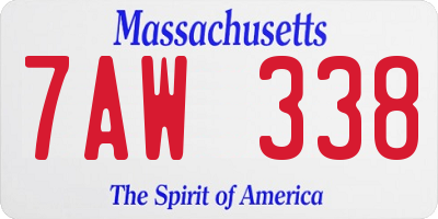 MA license plate 7AW338