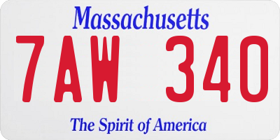 MA license plate 7AW340