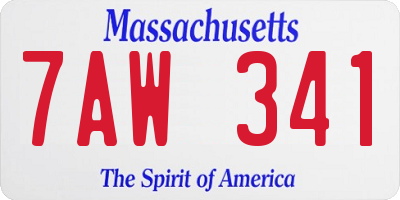 MA license plate 7AW341