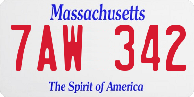 MA license plate 7AW342