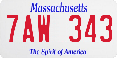 MA license plate 7AW343