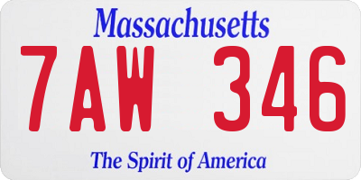 MA license plate 7AW346