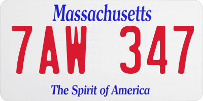MA license plate 7AW347