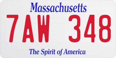MA license plate 7AW348