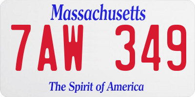 MA license plate 7AW349