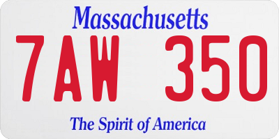 MA license plate 7AW350
