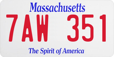MA license plate 7AW351