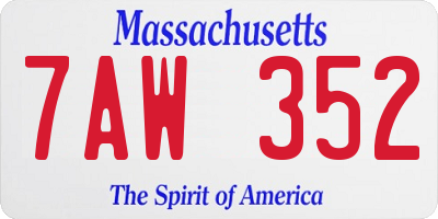 MA license plate 7AW352