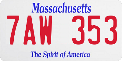 MA license plate 7AW353