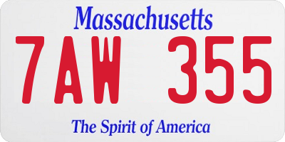 MA license plate 7AW355