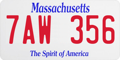MA license plate 7AW356