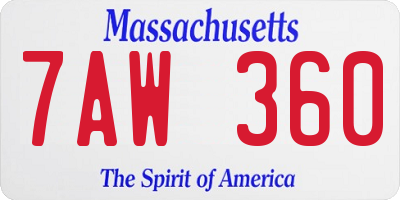 MA license plate 7AW360