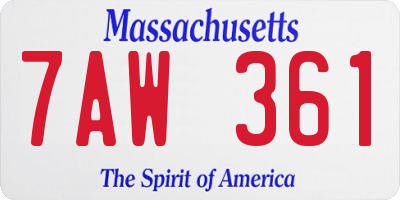 MA license plate 7AW361