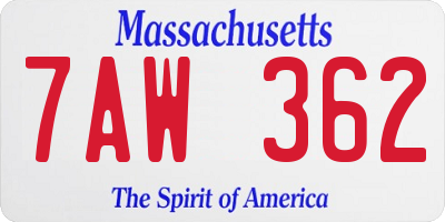 MA license plate 7AW362