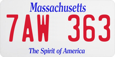 MA license plate 7AW363