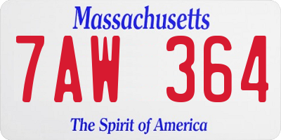 MA license plate 7AW364