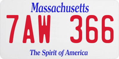 MA license plate 7AW366