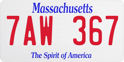 MA license plate 7AW367