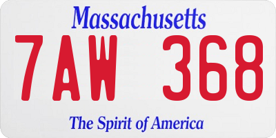 MA license plate 7AW368