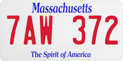 MA license plate 7AW372