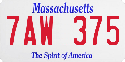 MA license plate 7AW375