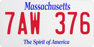 MA license plate 7AW376