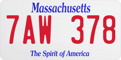 MA license plate 7AW378