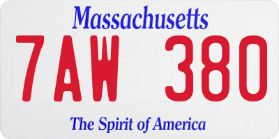 MA license plate 7AW380
