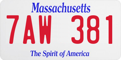 MA license plate 7AW381