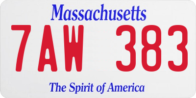 MA license plate 7AW383