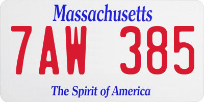 MA license plate 7AW385