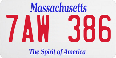 MA license plate 7AW386