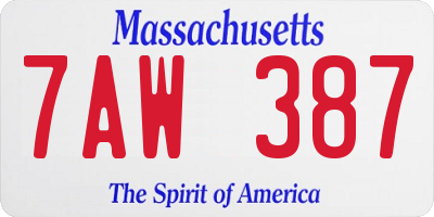 MA license plate 7AW387