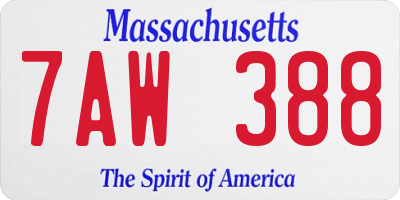 MA license plate 7AW388